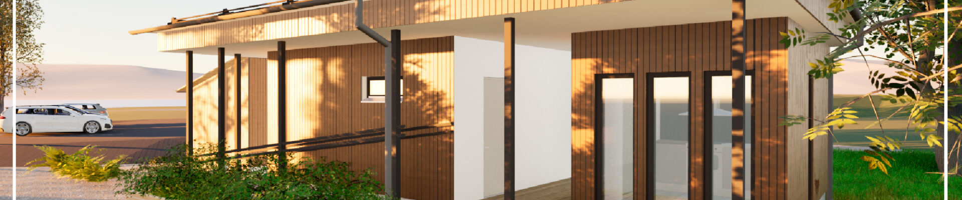 Uuden satamarakennuksen mallinnoskuva, hankelogot