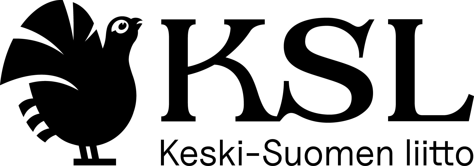Keski-Suomen liiton logo, tekstin lisäksi metson pää